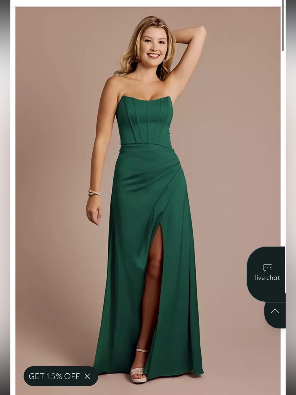 David’s Bridal Juniper Strapless Galina Signature Sculpted Bodice Corset Dress